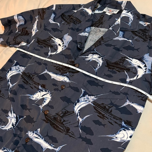 Pacific Legend Apparel Hawaiian Shirt Marlin Fishing Schooner Size Medium - Picture 7 of 10